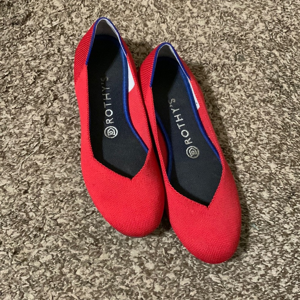 Rothy's red the flat ballet flats size 8 EUC